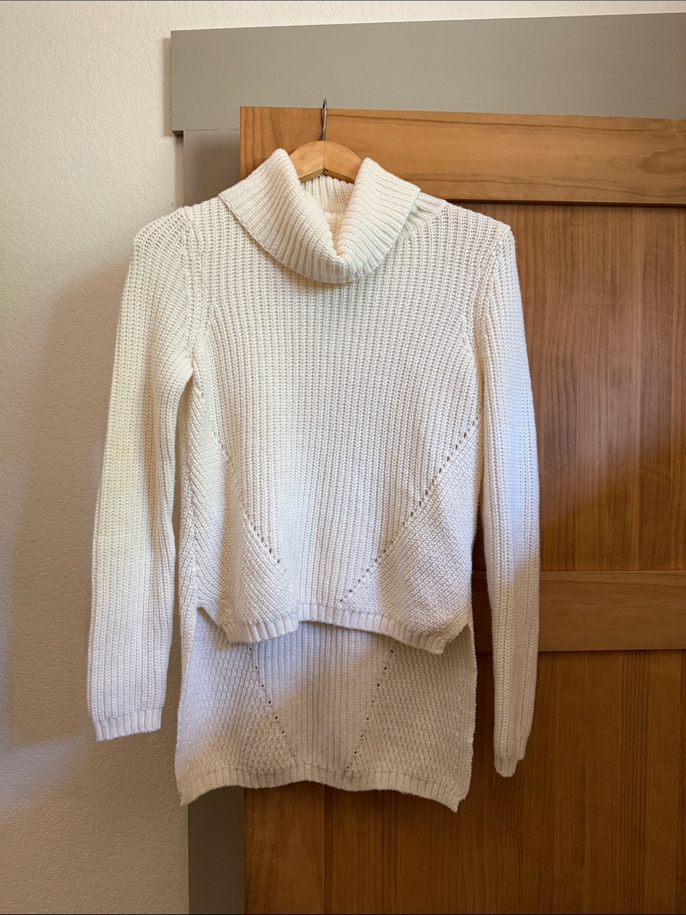 Moth Cream Cable-Knit Turtleneck Sweater